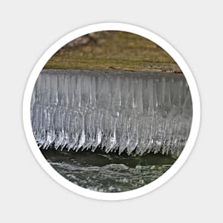 Ice Stalactites on a Bridge Magnet